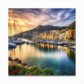 Sunset At The Marina Canvas Print