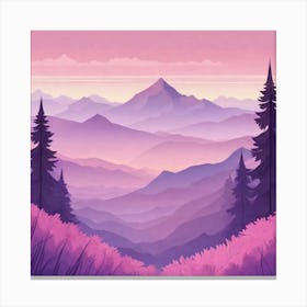 Misty mountains background in purple tone 96 Canvas Print