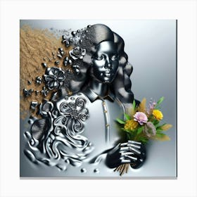 Woman With Flowers 1 Canvas Print