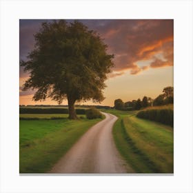 Lone Tree On A Country Road Canvas Print