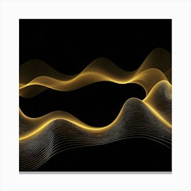 Golden Wave On Black Background 2 Canvas Print