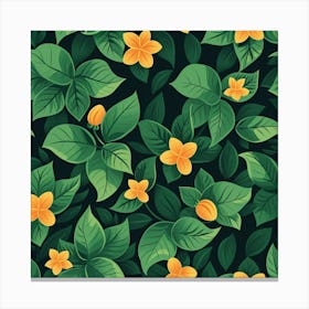 Seamless Pattern With Yellow Flowers Canvas Print