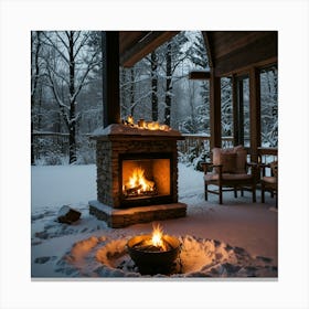 Fireplace In The Snow Canvas Print