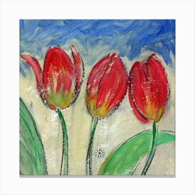 Three Red Tulips 1 Canvas Print