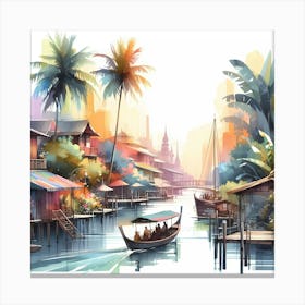 Thailand Watercolor Painting 1 Canvas Print