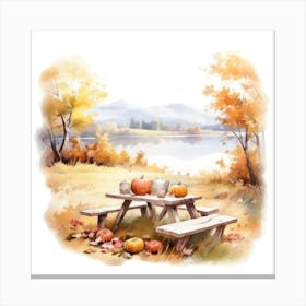 Autumn Picnic Table Canvas Print