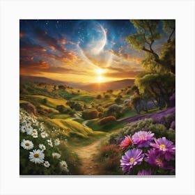 Flowers Along the Path Canvas Print