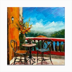 Balcony View table and chairs Canvas Print