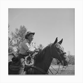 Untitled Photo, Possibly Related To Ola, Idaho, Cowboy Who Cares For Beef Cattle Of Members Of The Ola Self Help 1 Canvas Print