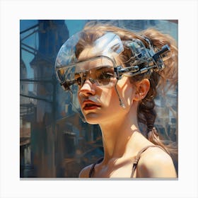 Futuristic Girl With Glasses Canvas Print