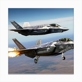 F35 Fighter Jet In A Dog Fight (3) Canvas Print