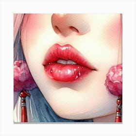 Girl With Pink Lips Canvas Print