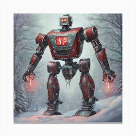 Robot In The Snow 1 Canvas Print