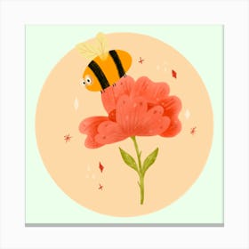 Bee On A Flower Canvas Print