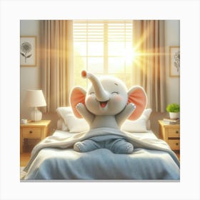 Cute Elephant In Bed 1 Canvas Print