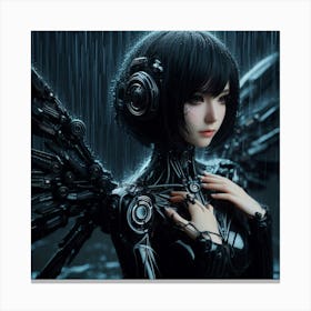 Robot Girl In Rain Canvas Print
