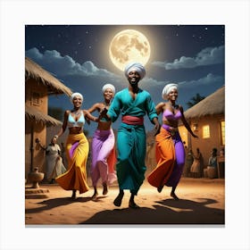 African Dancers At Night 4 Canvas Print