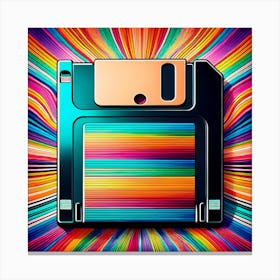 Rainbow Floppy Disk Canvas Print