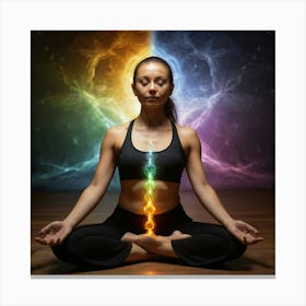 Woman In Yoga Pose Energy auras Canvas Print