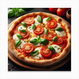 Pizza With Tomatoes And Basil 1 Canvas Print