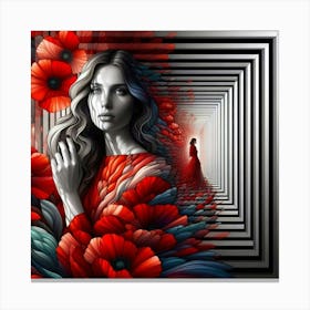 Poppies In A Maze Canvas Print
