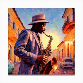 Saxophone Player In Cuba Canvas Print