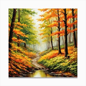 Forest In Autumn In Minimalist Style Square Composition 196 Canvas Print