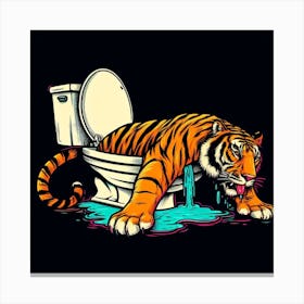 Tiger In The Toilet 2 Canvas Print
