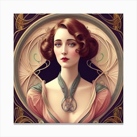 Art Nouveau style elegant lady Canvas Print