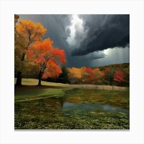 Storm Clouds Over A swamp Canvas Print