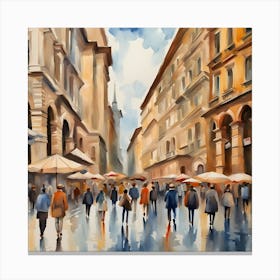 People Walking In The City of Milan Canvas Print