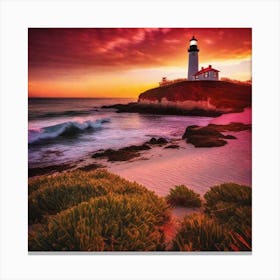 Lighthouse At Sunset 42 Canvas Print