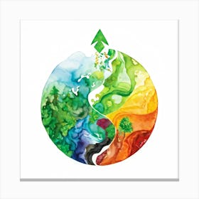 An Abstract Digital Illustration Of The Earth Enveloped In A Spectrum Of Green Hues Embodying Susta (7) Canvas Print