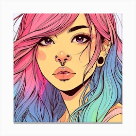 Girl With Colorful Hair Canvas Print