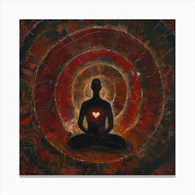 Meditating Man With Heart Canvas Print