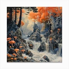 Colorful Waterfall, Impressionism And Surrealism Canvas Print