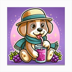 Dog With A Smoothie 2 Canvas Print