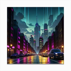 Illuminated Urban Jungle A Neon Haven Canvas Print