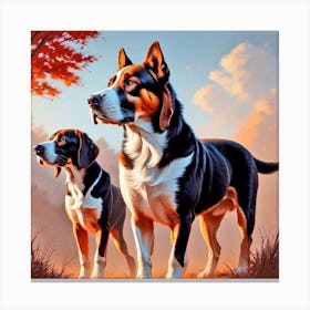 Two Dogs In The Woods 2 Canvas Print