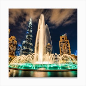 Burj Khalifa At Night Canvas Print