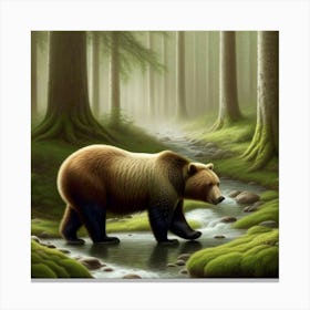 Brown Bear In The Forest Canvas Print