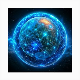 Earth Globe With Network Connections In Space Canvas Print