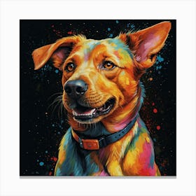 Dog With Colorful Splatters Canvas Print