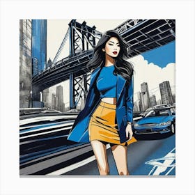 Asian Girl On The Street Canvas Print