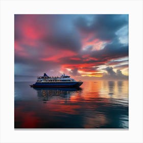 Sunset On A Cruise Ship 3 Canvas Print
