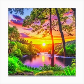 Sunset In The Forest 11 Canvas Print