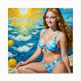 Girl On The Beachhik Canvas Print