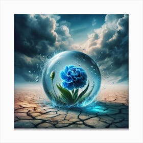 Blue Flower In A Glass Ball 1 Canvas Print