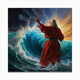 Jesus In The Waves Canvas Print