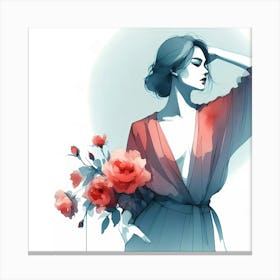 Woman With Flowers Canvas Print